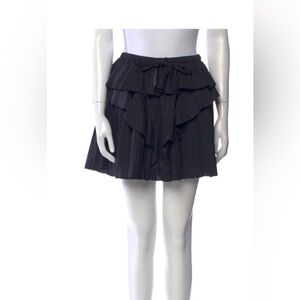 Black Pleated Ruffle Mini Skirt